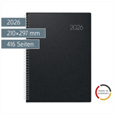 Buchkalender Mod. 787 2026 | A4, Kunststoff, schwarz