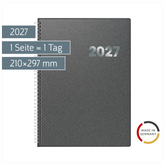 Buchkalender Mod. 789 2027 | A4, Kunststoff, grau