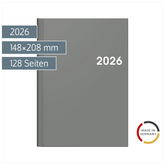 Buchkalender Mod. 796 2026 | A5, Kunststoff, grau