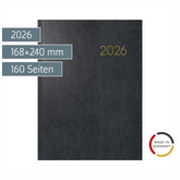 Buchkalender Mod. 797 2026 | 168×240 mm, Kunststoff, schwarz