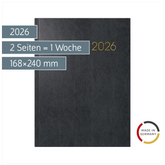 Buchkalender Mod. 797 2026 | 168×240 mm, Kunststoff, schwarz