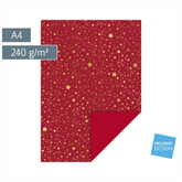Motivkarton „Sterne“ | A4, 240 g/m², rot/gold glänzend