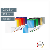 Glanzpapier-Heft (Buntpapier) | 22×25 cm, 12 Blatt, 80 g/m²