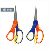 Kinderschere Soft-Touch Linkshänder | spitz, 135 mm, blau/orange