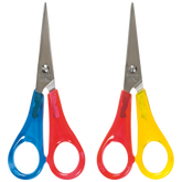 Kinderschere Linkshänder | spitz, 130 mm, sortiert, rot/gelb, rot/blau