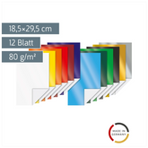 Glanzpapier-Bastelmappe (Buntpapier) | 18,5×29,5 cm, 12 Blatt, 80 g/m²