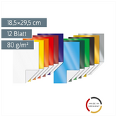 Glanzpapier-Bastelmappe (Buntpapier) | 18,5×29,5 cm, 12 Blatt, 80 g/m²