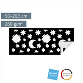 Laternen-Zuschnitt „Sonne - Mond - Sterne“ | 50×20,5 cm, 260 g/m², weiß/schwarz