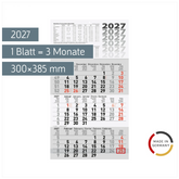 3-Monatskalender 2027 | 300×520 mm