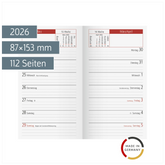 Wochen-Ersatzkalendarium Mod. TM 15 2026 | 87×153 mm, Karton, weiß