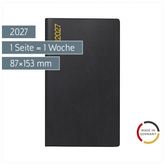 Taschenkalender Mod. TM 15 2027 | A6, Kunststoff, schwarz