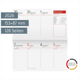 Wochen-Ersatzkalendarium TM 17/contacter 2026 | 153×87 mm, Karton, weiß