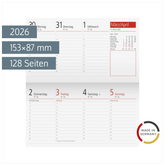 Wochen-Ersatzkalendarium TM 17/contacter 2026 | 153×87 mm, Karton, weiß