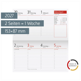 Wochen-Ersatzkalendarium TM 17/contacter 2027 | 153×87 mm, Karton, weiß