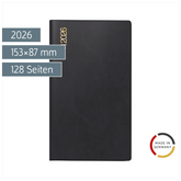Taschenkalender Mod. TM 17/contacter 2026 | A6 quer, Kunststoff, schwarz