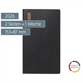 Taschenkalender Mod. TM 17/contacter 2026 | A6 quer, Kunststoff, schwarz