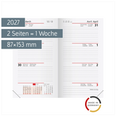 Wochen-Ersatzkalendarium Mod. Taschenplaner int. 2027 | 87×153 mm, Karton, weiß