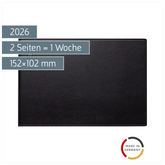 Taschenkalender Mod. Septimus 2026 | A6 quer, Kunstleder, schwarz