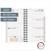 Wochen-Ersatzkalendarium Mod. Taschenplaner int. 2026 | 87×153 mm, Karton, weiß