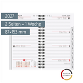 Wochen-Ersatzkalendarium Mod. Taschenplaner int. 2027 | 87×153 mm, Karton, weiß