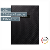 Taschenkalender Mod. perfect/Technik I 2027 „Carbon“ | A6, Kunstleder