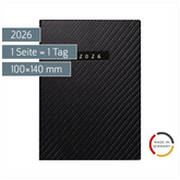 Taschenkalender Mod. Technik III 2026 „Carbon“ | A6, Kunstleder