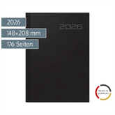 Buchkalender Mod. futura 2 2026 | A5, Kunststoff, schwarz