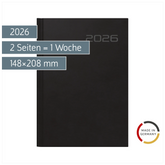 Buchkalender Mod. futura 2 2026 | A5, Kunststoff, schwarz