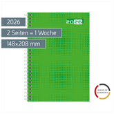 Buchkalender Mod. futura 2 2026 | A5, Papier, grün