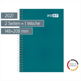 Buchkalender Mod. futura 2 2027 | A5, Papier, petrol