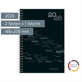 Buchkalender Mod. futura 2 2026 | A5, Kunststoff, schwarz