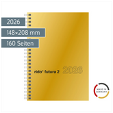 Buchkalender Mod. futura 2 2026 | A5, Karton, gold