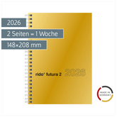 Buchkalender Mod. futura 2 2026 | A5, Karton, gold