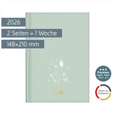 Buchkalender Premium Young Line 2026 „Wild Flowers“ | A5, Textil