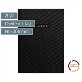 Buchkalender Mod. Chefplaner 2027 „Carbon“ | A5, Kunstleder