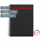 Buchkalender Mod. Timing 1 2026 | A5, Kunststoff, schwarz