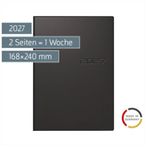 Buchkalender Mod. studioplan int. 2027 | 168×240 mm, Kunststoff, schwarz