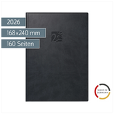 Buchkalender Mod. studioplan int. 2026 | 168×240 mm, Kunstleder, schwarz