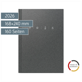 Buchkalender Mod. studioplan int. 2026 | 168×240 mm, Kunststoff, grau