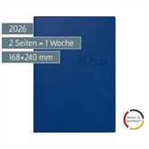 Buchkalender Mod. studioplan int. 2026 | 168×240 mm, Kunstleder, blau