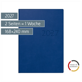 Buchkalender Mod. studioplan int. 2027 | 168×240 mm, Kunstleder, blau