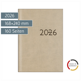 Buchkalender Mod. studioplan int. 2026 | 168×240 mm, Kunstleder, grau