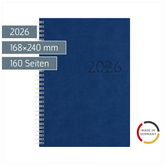 Buchkalender Mod. studioplan int. 2026 | 168×240 mm, Kunstleder, blau