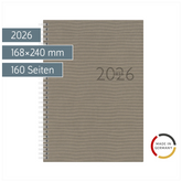 Buchkalender Mod. studioplan int. 2026 | 168×240 mm, Kunstleder, grau