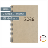 Buchkalender Mod. studioplan int. 2026 | 168×240 mm, Kunstleder, grau