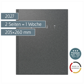 Buchkalender Premium Mod. Managerkalender TM 2027 | 205×260 mm, Kunststoff, grau