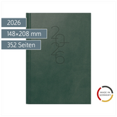 Buchkalender Mod. Mentor 2026 | A5, Kunstleder, dunkelgrün