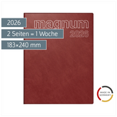 Buchkalender Mod. magnum 2026 | 183×240 mm, Kunststoff, weinrot