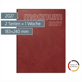 Buchkalender Mod. magnum 2027 | 183×240 mm, Kunststoff, weinrot