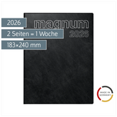 Buchkalender Mod. magnum 2026 | 183×240 mm, Kunststoff, schwarz